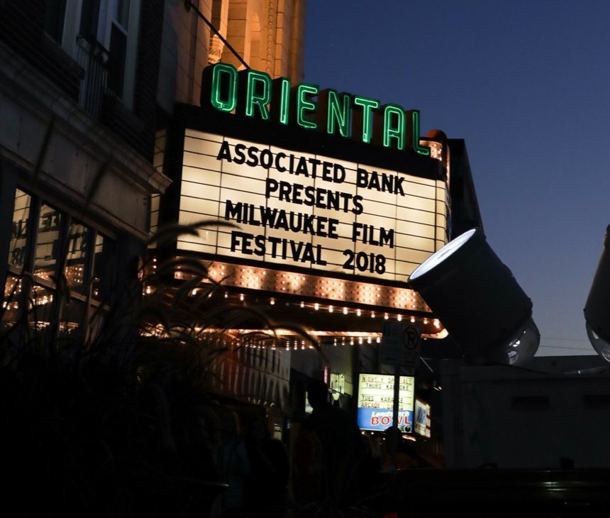 Oriental Theatre marquee with 2018 film festival promotion