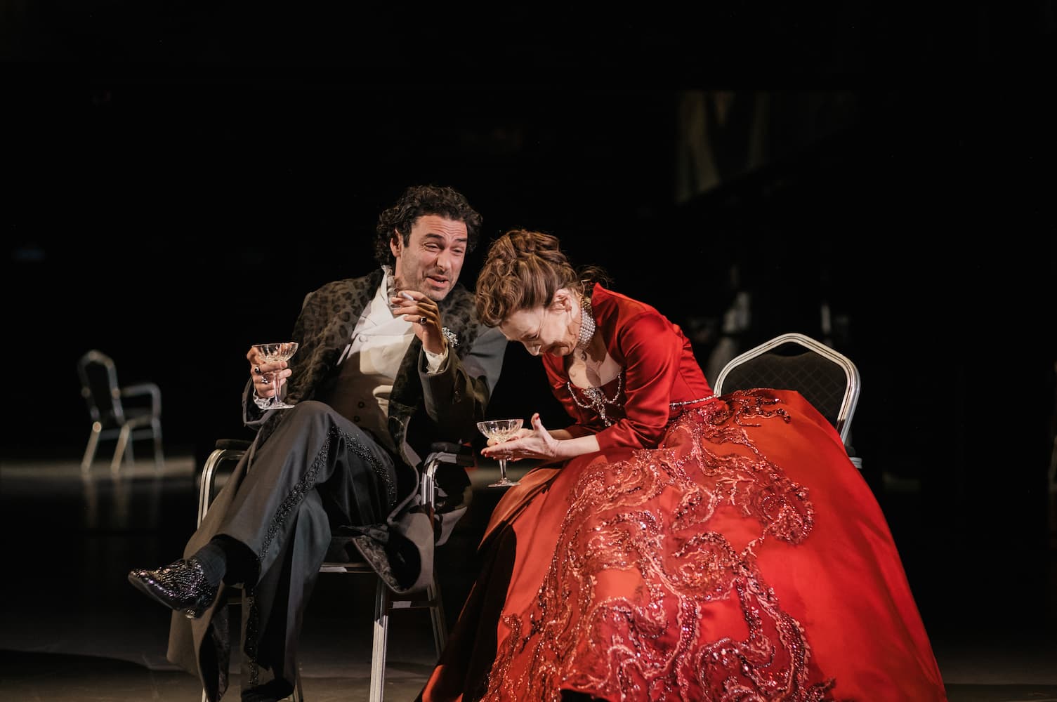 A still image from National Theatre Live's recorded performance of LES LIAISONS DANGEREUSES