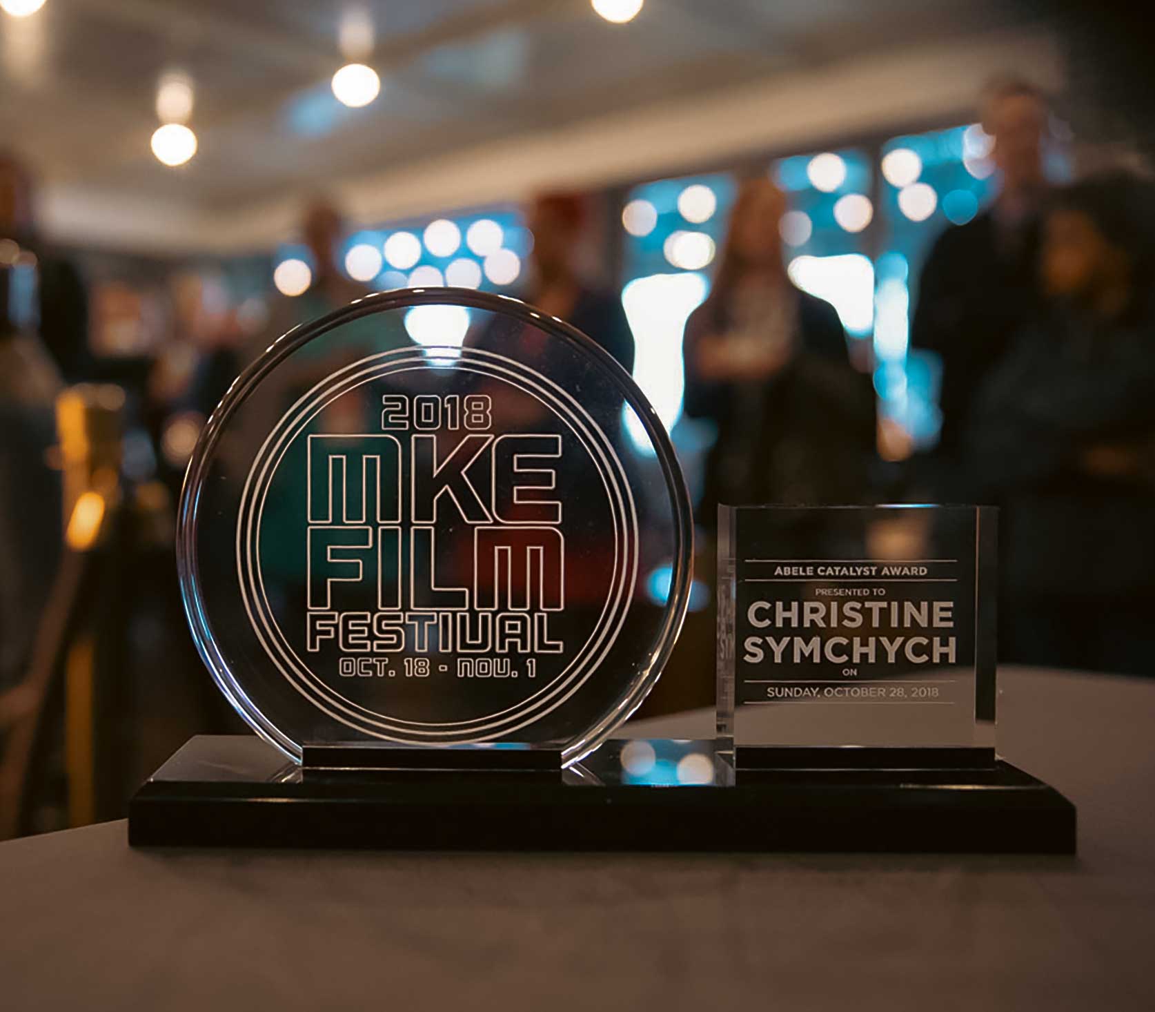 The Abele Catalyst Award trophy, awarded to Christine Symchych