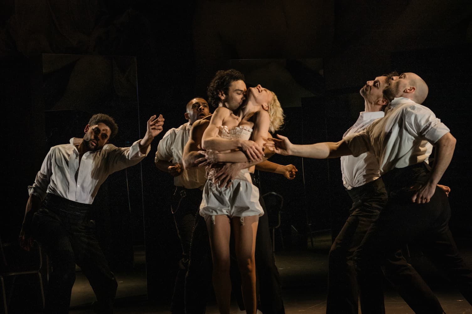 A still image from National Theatre Live's recorded performance of LES LIAISONS DANGEREUSES