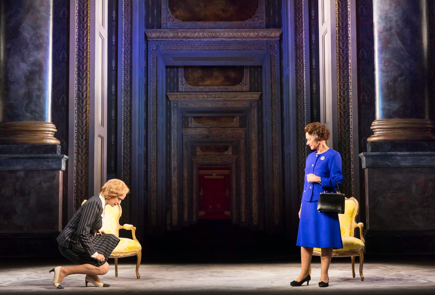 A still image from National Theatre Live's recorded performance of THE AUDIENCE