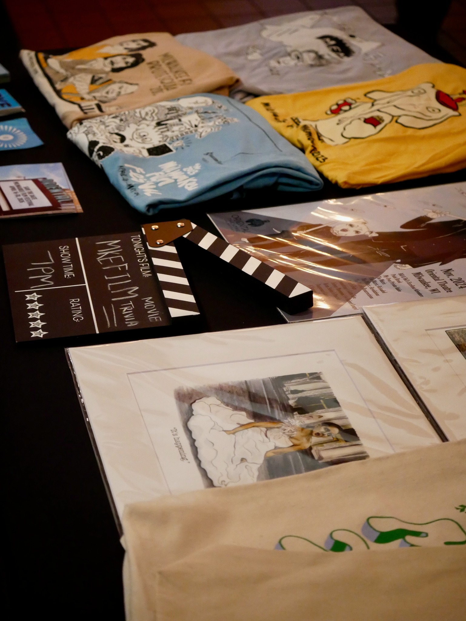 Milwaukee Film Merch on a table Photo by Jolee Mallmann