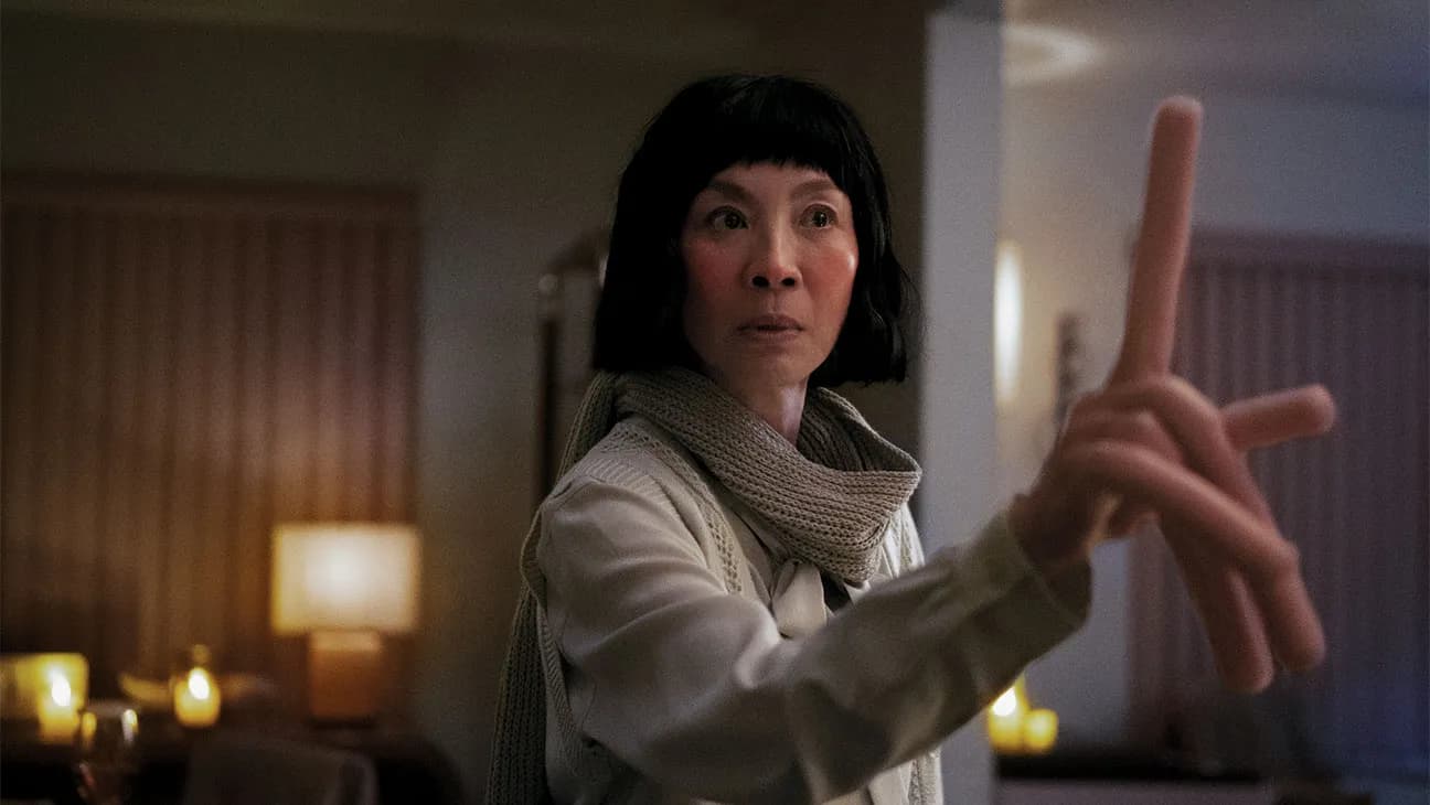 Actress Michelle Yeoh in a still from the movie EVERYTHING EVERYWHERE ALL AT ONCE