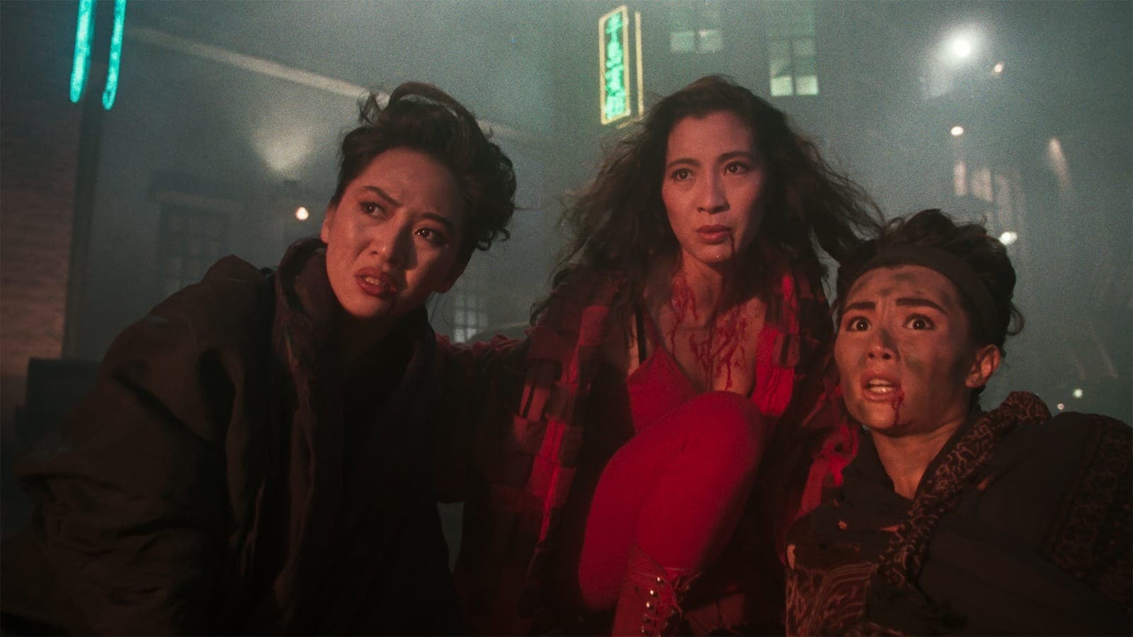 Actresses Michelle Yeoh, Anita Mui, Maggie Cheung in a still from the movie THE HEROIC TRIO