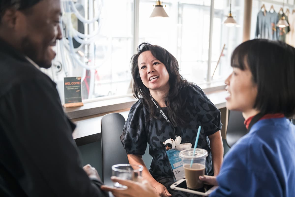 A photo of happy people at a mixer at the Milwaukee Film Festival