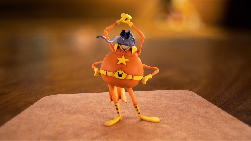 A still from the short film MEEVIL THE WEEVIL: BREAKFAST OF CHAMPIONS