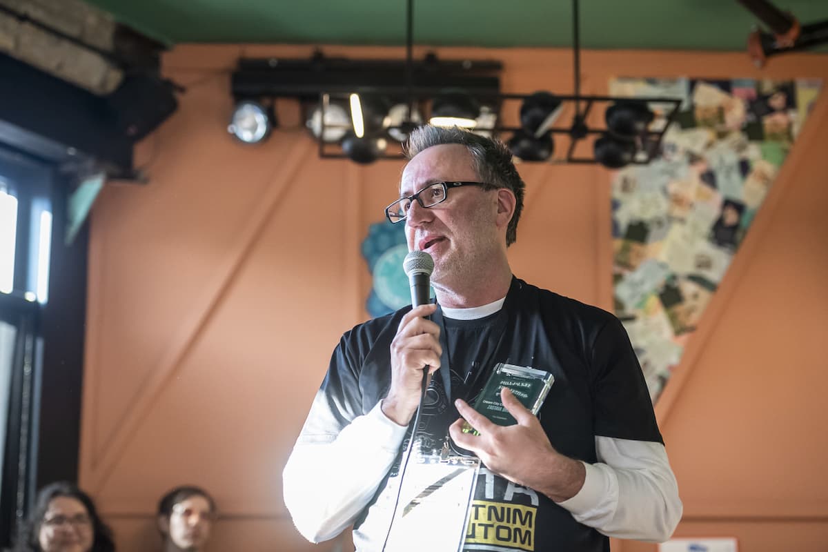 A photo of an award recipient