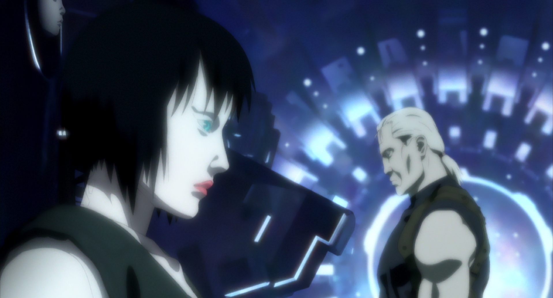A still from the animated film GHOST IN THE SHELL 2