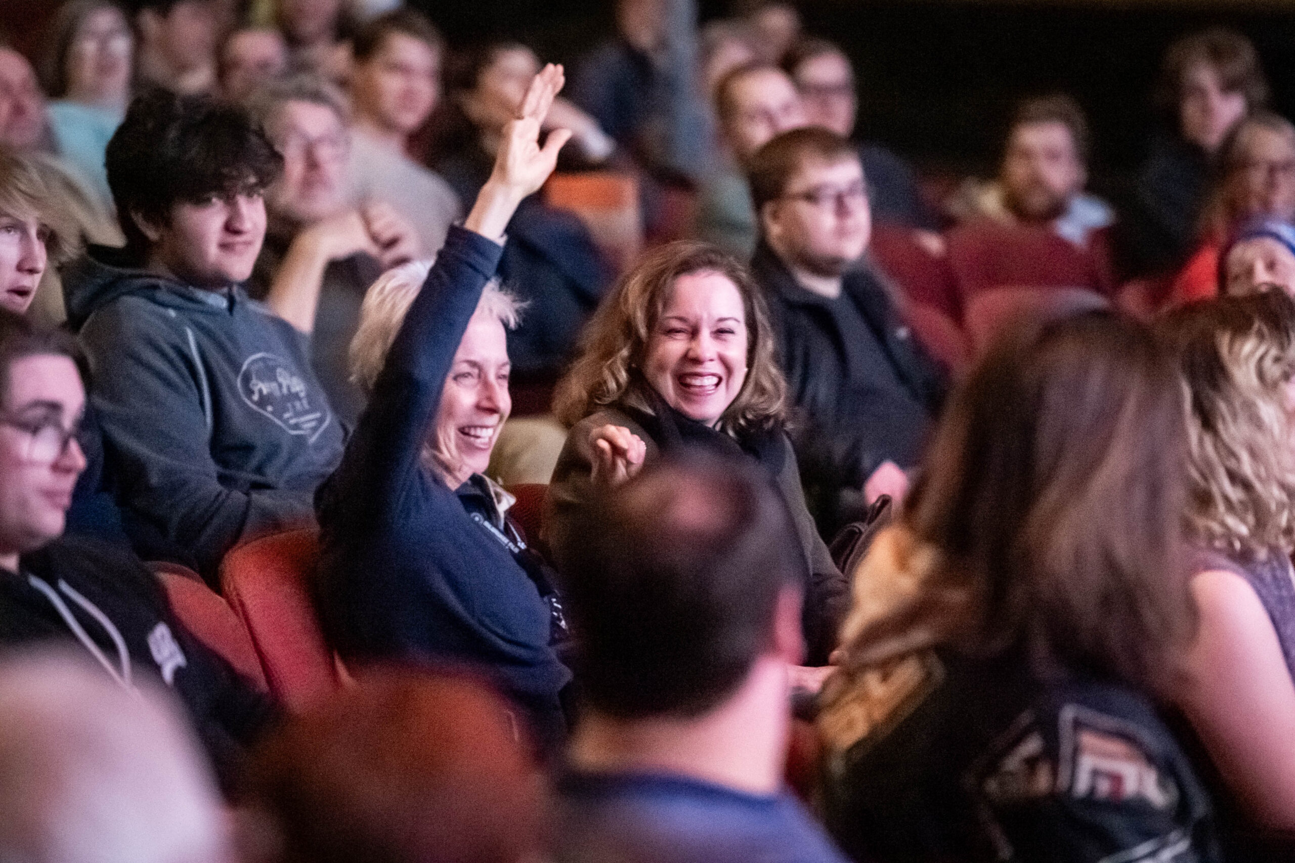 Group of Milwaukee Film Members having fun in the theatre.